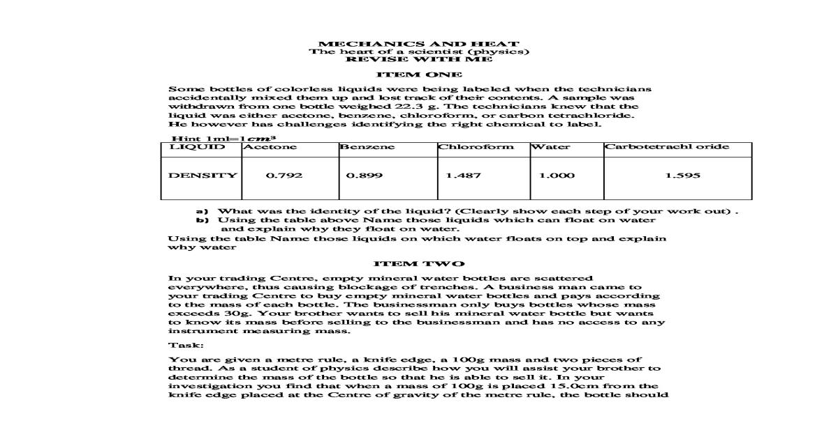 Physics S2 heat and mechanics