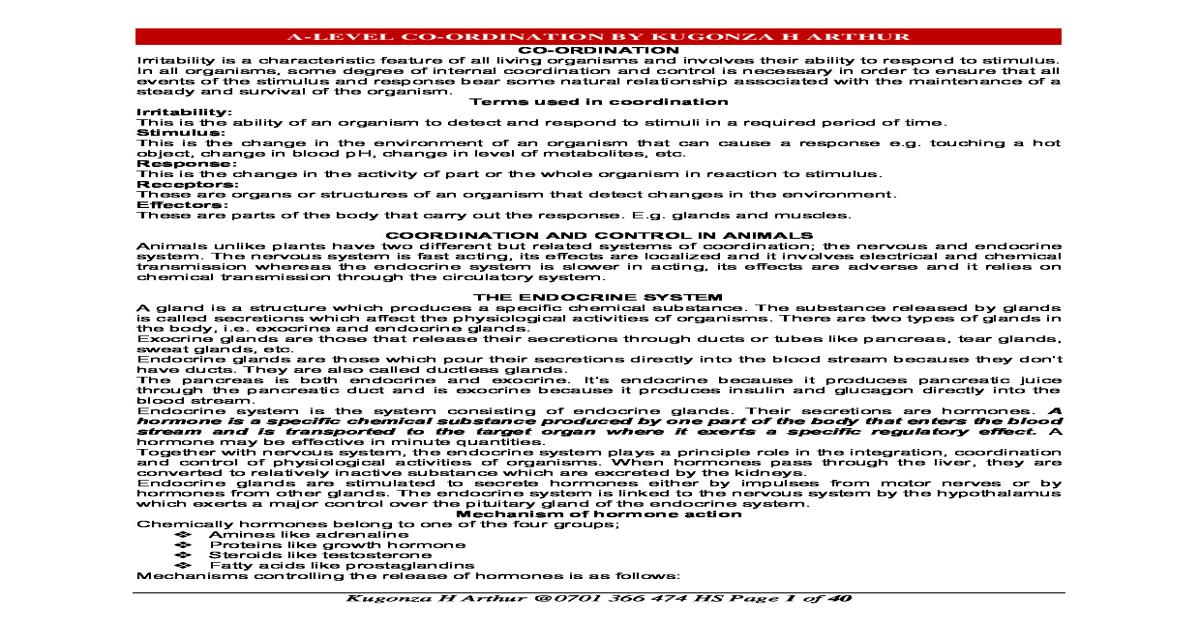 A-Level Co-ordination by Kugonza H Arthur