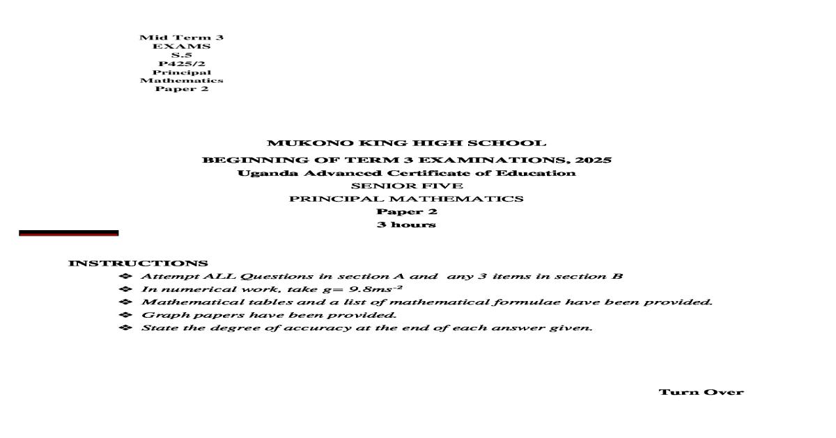 S5 Principal Mathematics Paper 2 2025