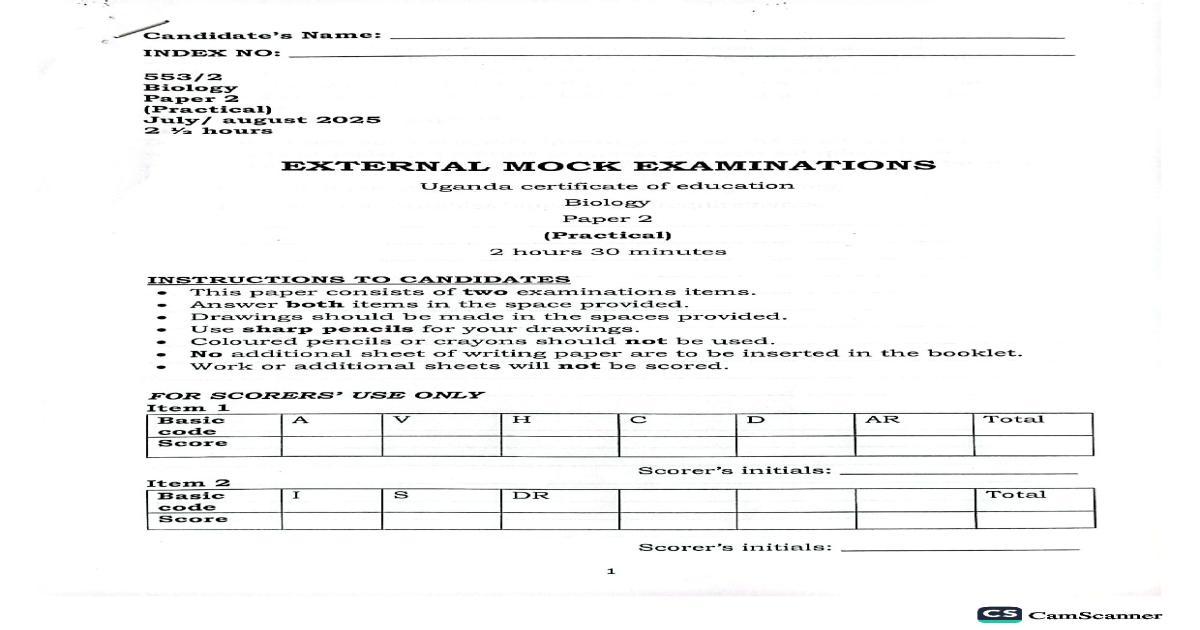 Biology External Mock Paper 2