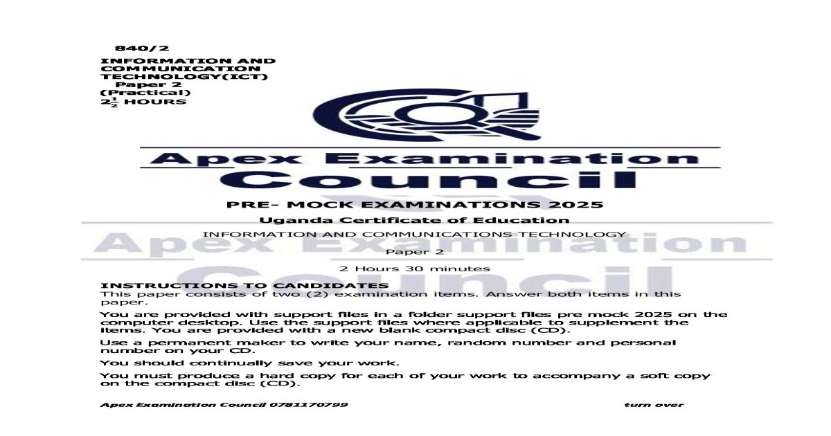 ict uce apex premocks 2025 paper 2