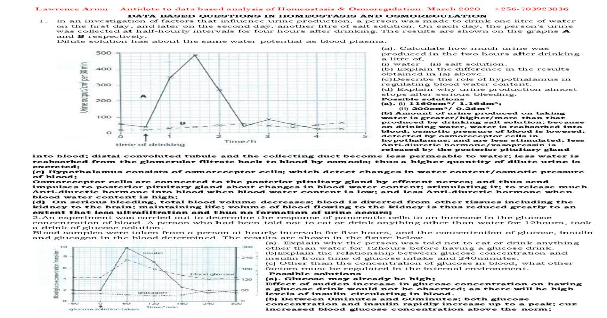 Bronsted Solutions to Homeostasis data based Questions