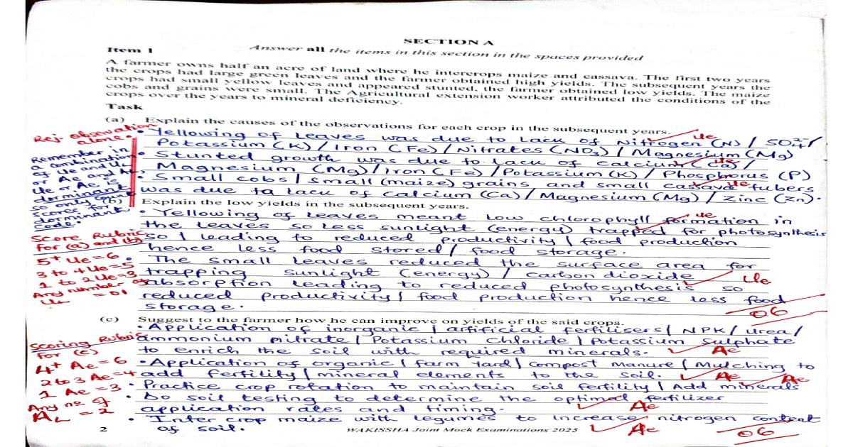 S.4 Biology paper one Wakisha 2025