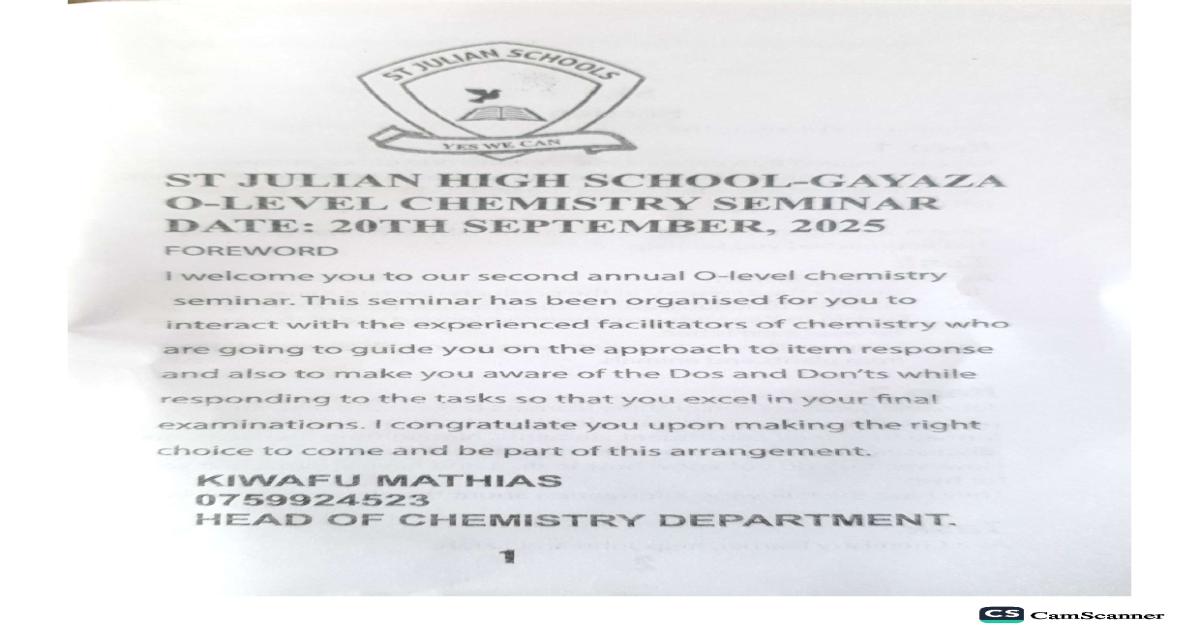 S4 CHEMISTRY SEMINAR - S.T JULIAN 2025