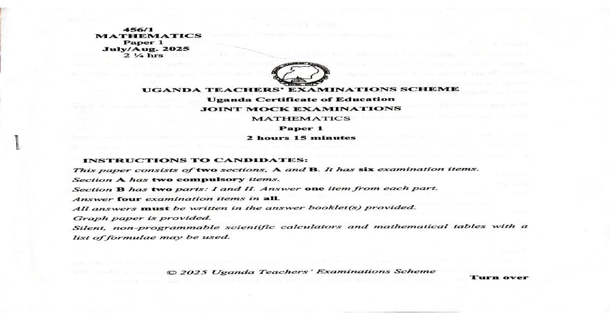 Mathematics S4 mock paper