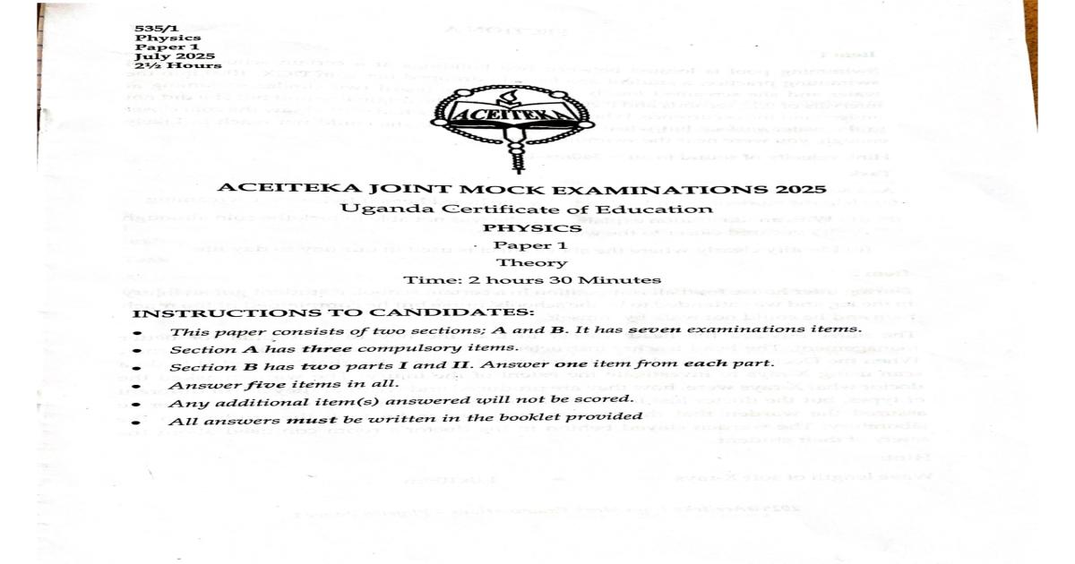 Mathematics Uce Aceiteka mock