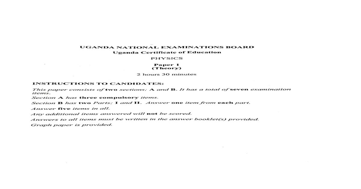 Physics s4  uneb 2024