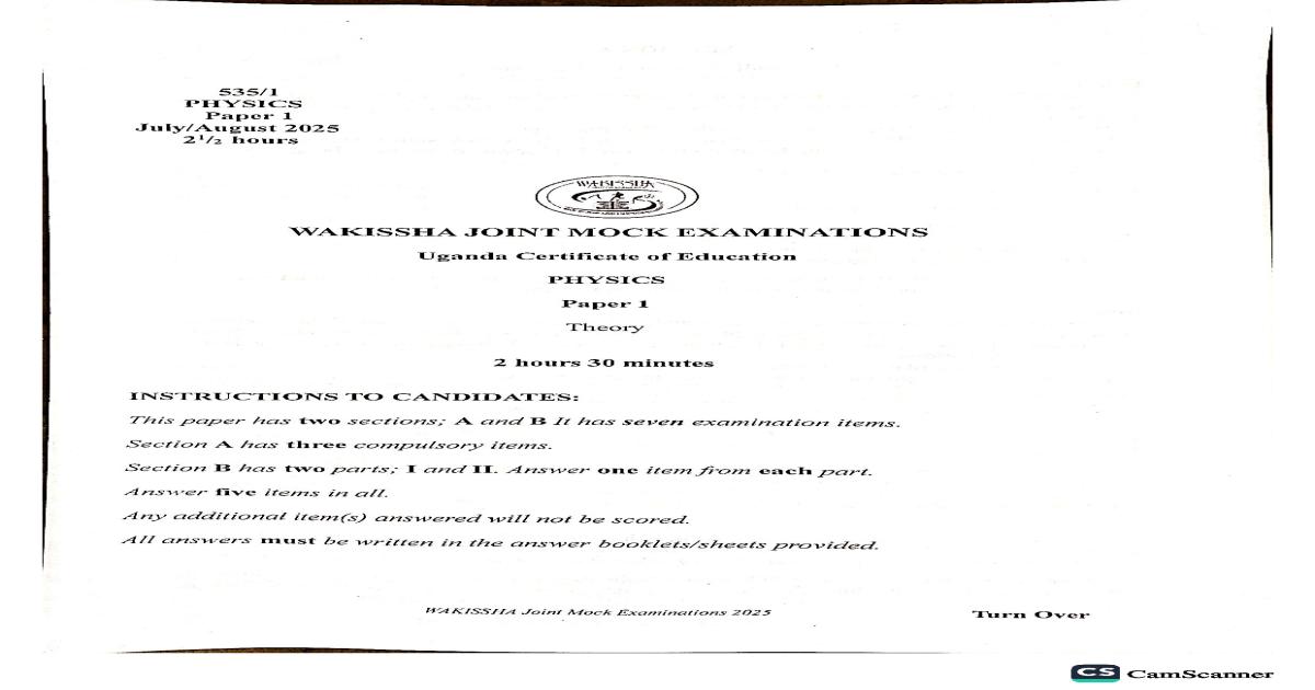 Physics s4 paper 1 mock