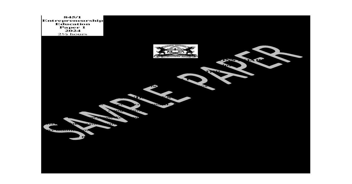 UNEB UCE Entrepreneurship Education Paper 1 Sample paper with Scoring Guide