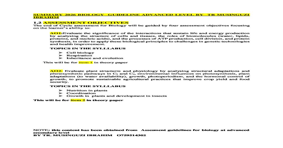A-Level Biology Assessment Objectives (2026) by Tr. Ibra