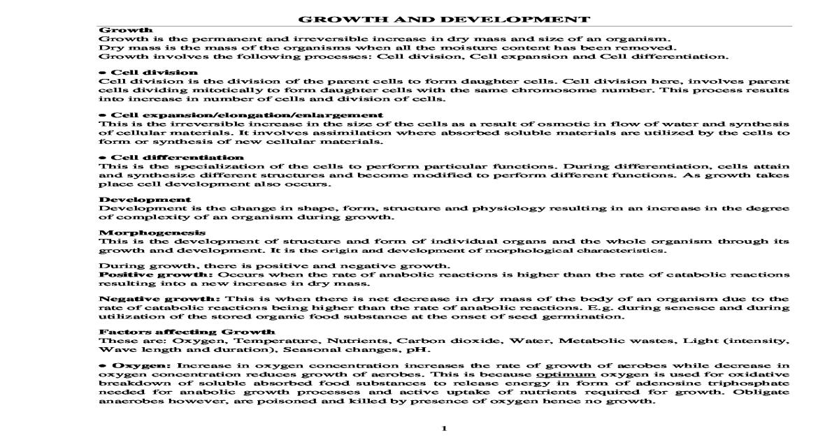 UNEB A Level Biology Notes: Growth and Development (2026)