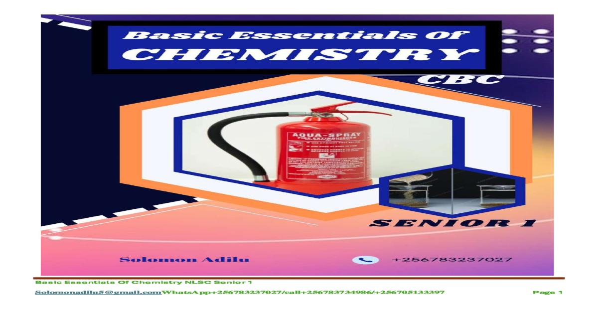 Basic Essentials of Chemistry S1 Notes
