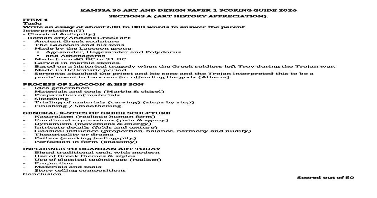 Art Paper Notes for Uganda Secondary School Curriculum (S1-S4)