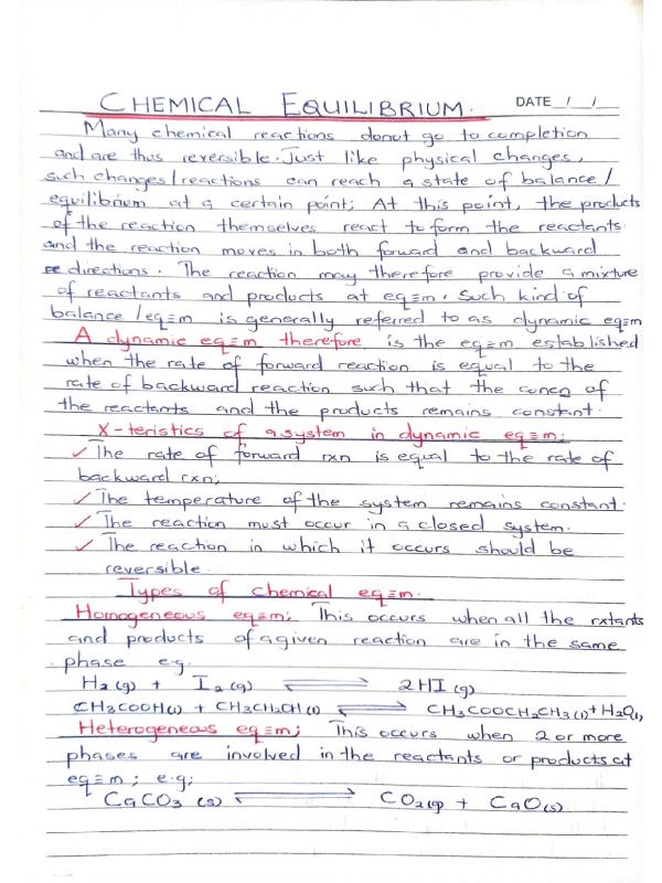 A Level Chemistry Notes: Chemical Kinetics
