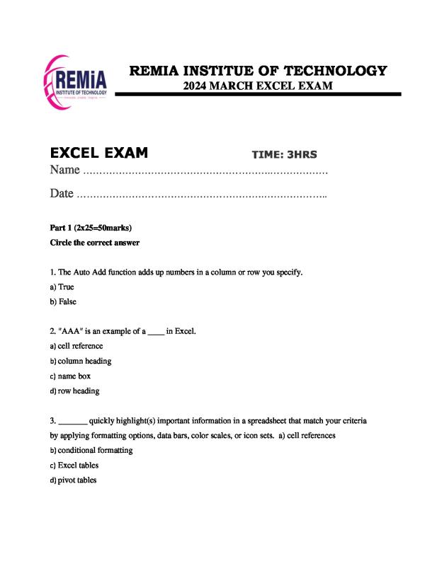 EXCELL practical's
