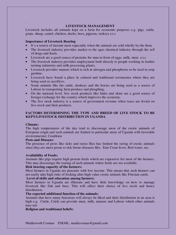 S.6 CBC Livestock Production Notes - Uganda Curriculum