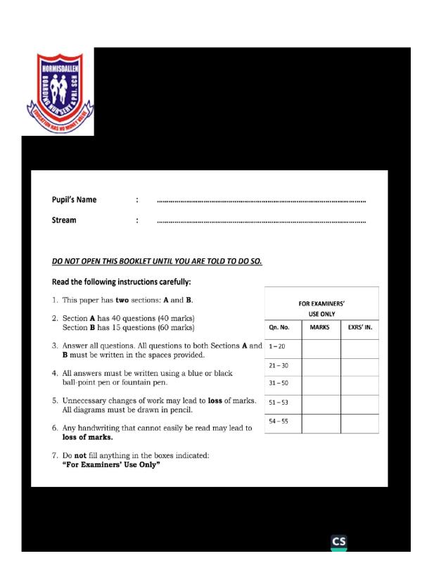 Primary 7 Science Past Paper 2026