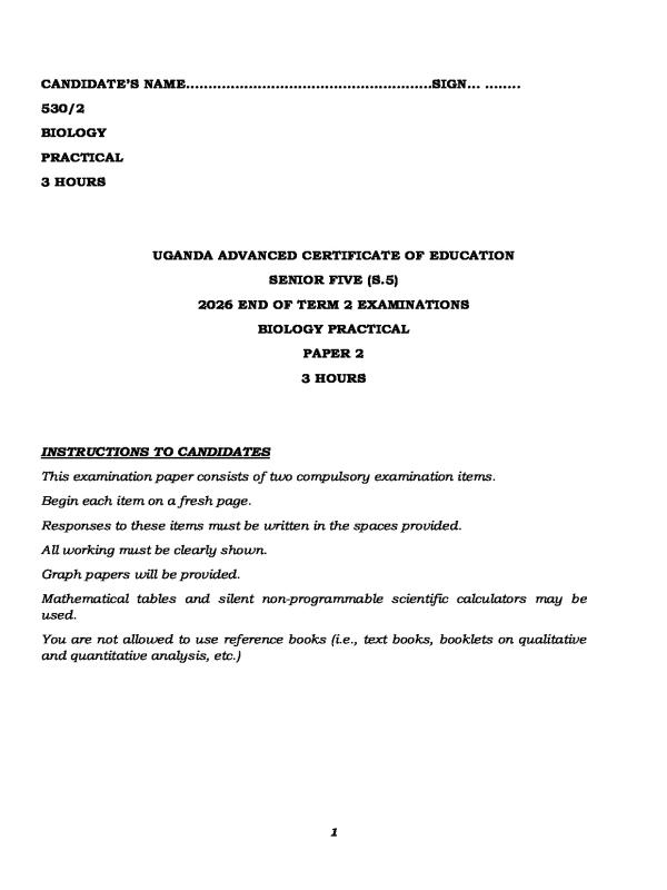 Biology Practical Examination Format (CBC)
