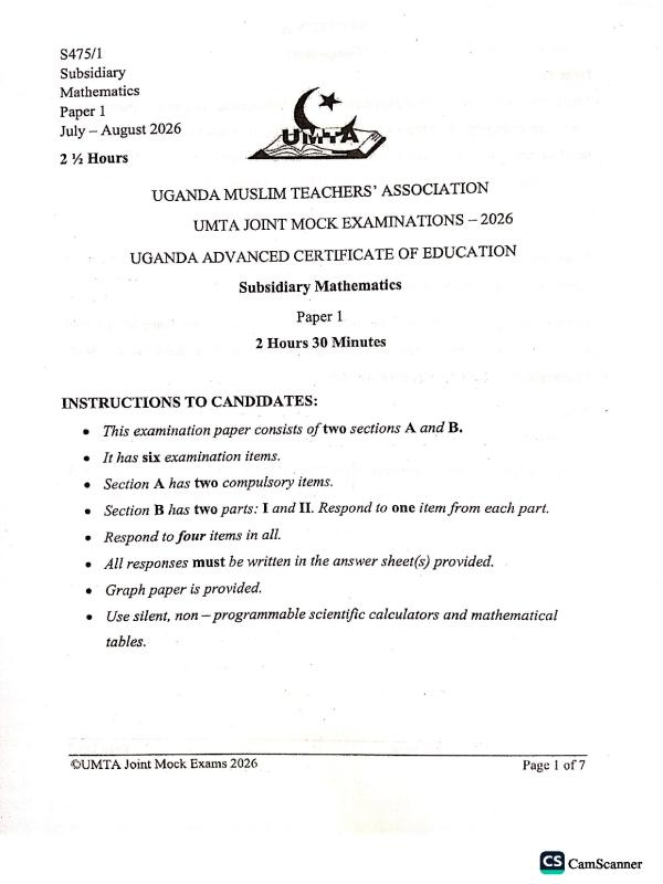 UMTA_SUB_ Mathematics_ Paper_ 2026