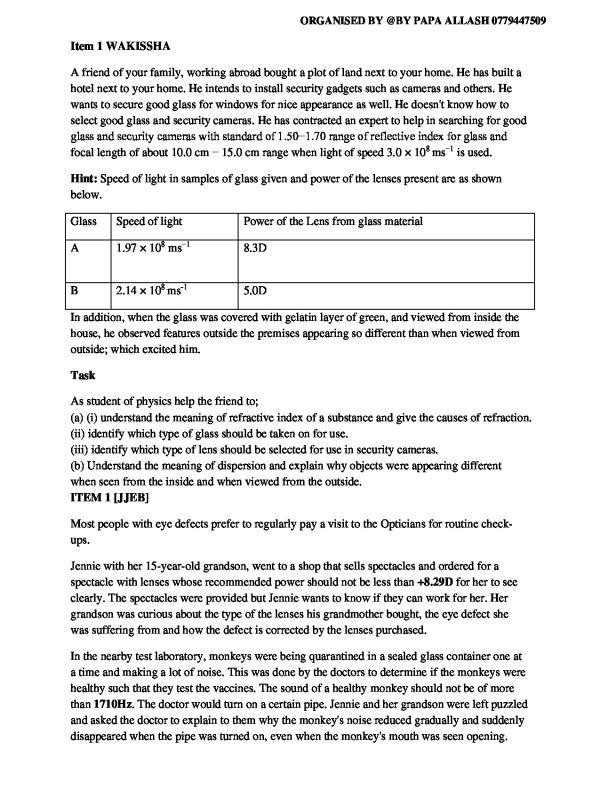 S4 Physics Mock Exam Papers Collection - Uganda (2026)