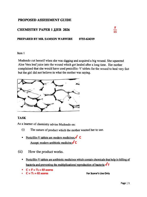 JJEB 2026 Chemistry Mock Proposed Marking Guide