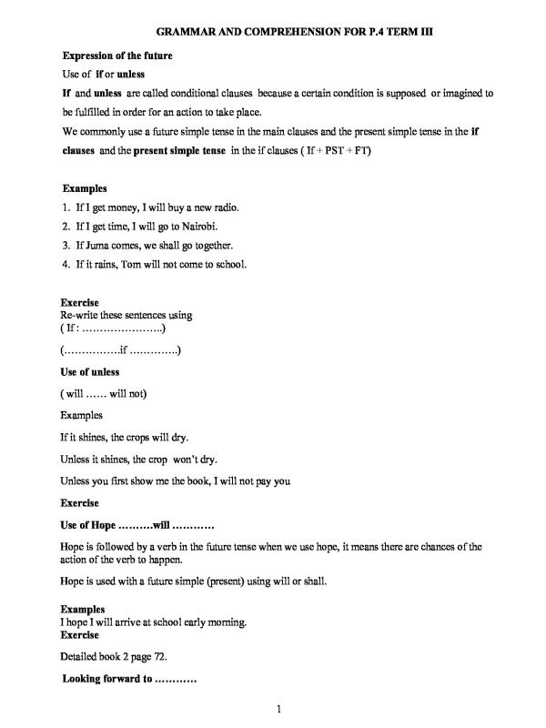Primary Four English Comprehension Notes