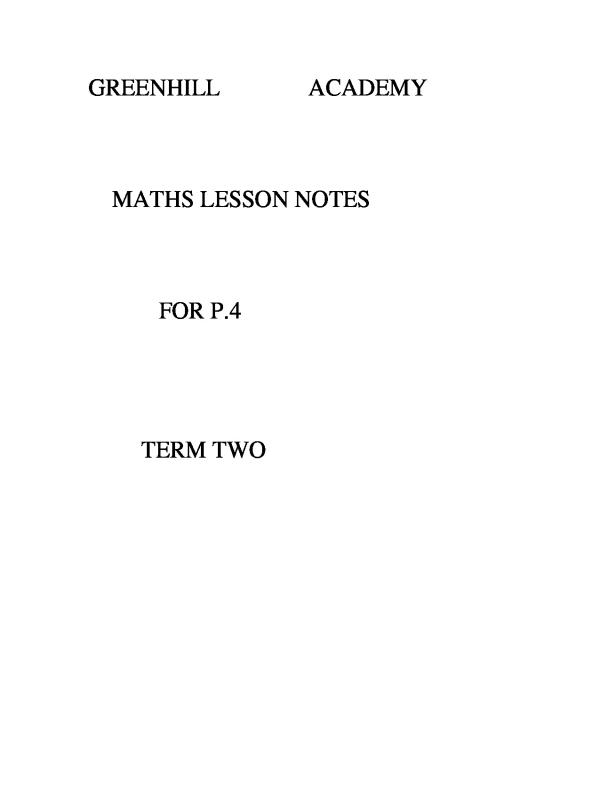 Primary Four (P4) Mathematics Notes - Term 2