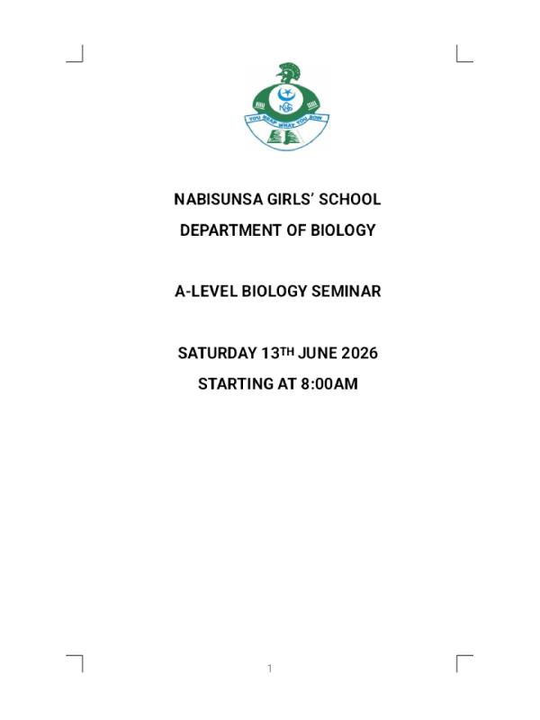 S6 Nabisunsa Girls' School Biology Seminar 2026