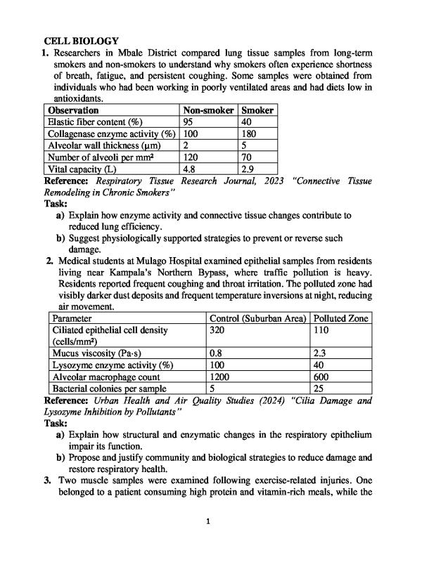 UNEB A-Level Biology Revision Items (S5 & S6)