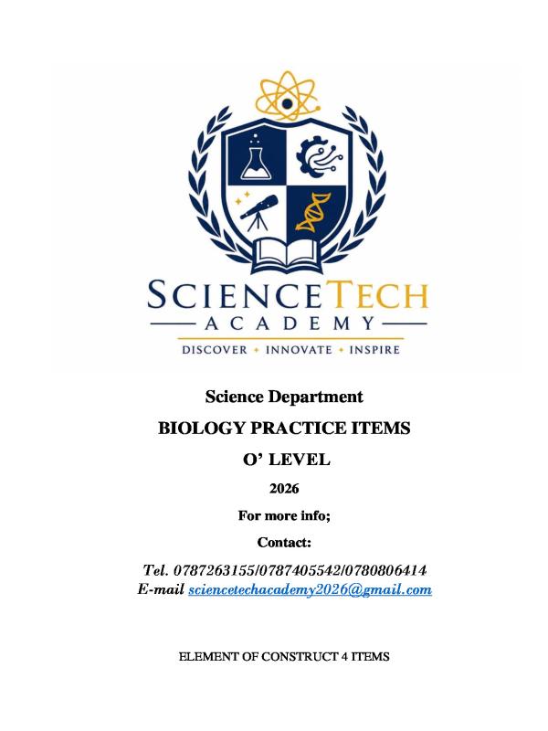 UNEB O-Level Biology EOC 4 Items (4 Practice Items)