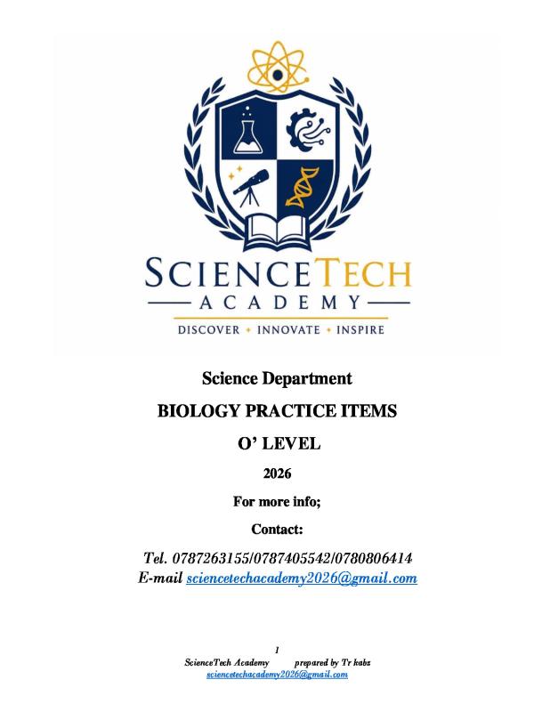 Olevel biology elements of construction one items