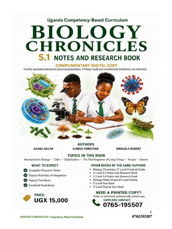 Senior One Biology Complete Notes (S.1 Uganda Curriculum)