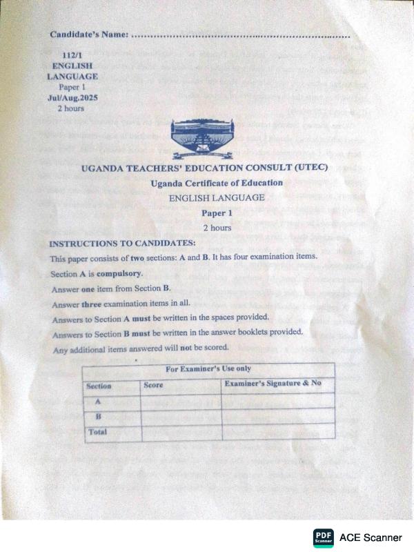 UCE ENGLISH MOCK PAPER
