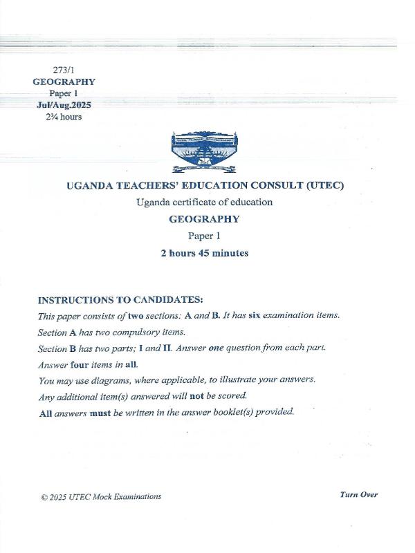 UTEC Mock Geography Paper