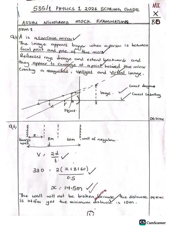 UCE Physics Ashu Mock Examination Paper - 2026 (Uganda Curriculum)