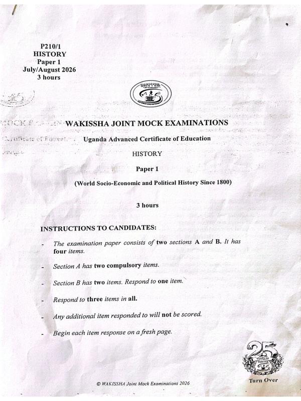 S.6 History Mock Examination Collection 2026