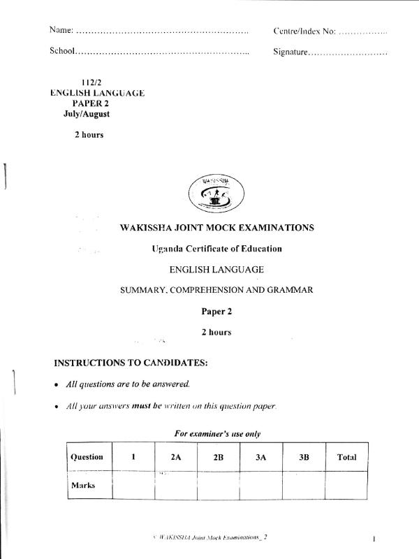 WAKISSHA ENGLISH JOINT MOCK 2023