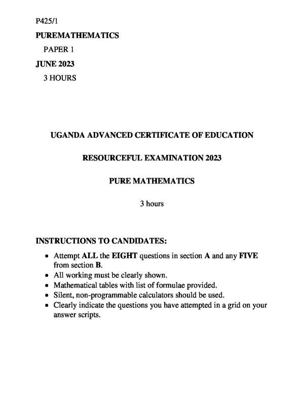 S.5 Pure Mathematics Notes   Naalya Secondary School