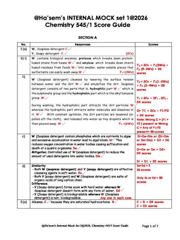 UCE Chemistry Mock Exam Revision Guide