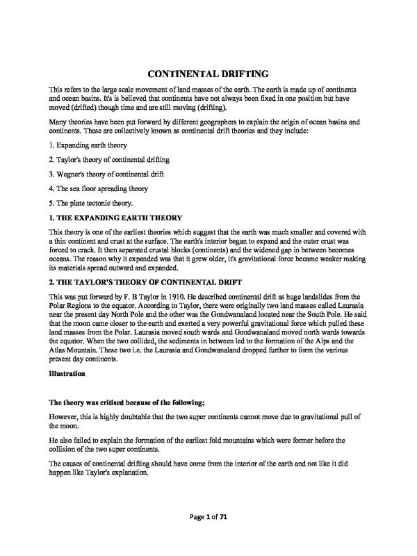 Senior 5 Geography lesson Notes