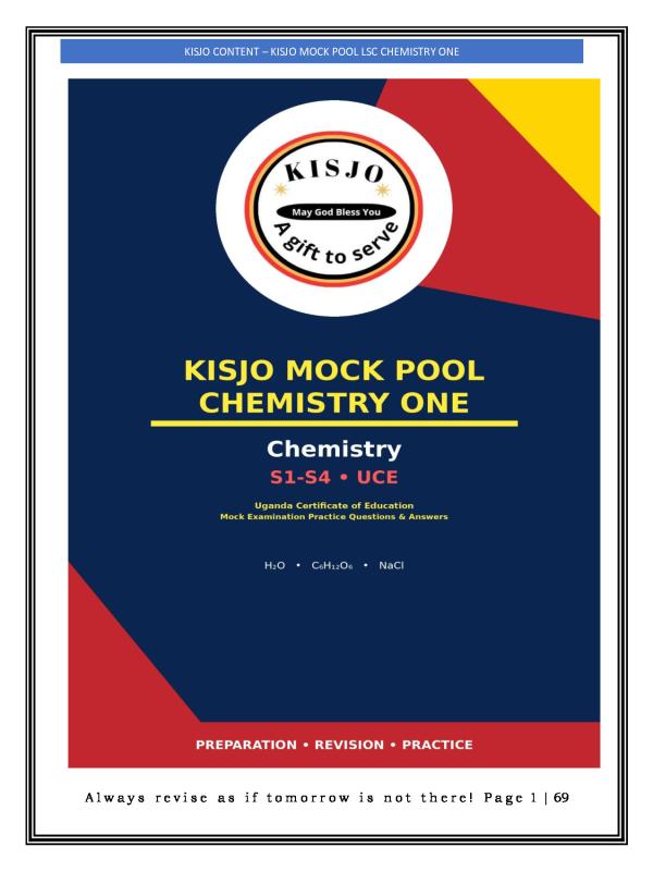 KISJO Mock Pool LSC Chemistry Paper 1 (Edition 1, 2026)