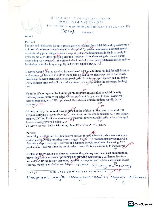 JJEB UACE Biology Paper 1 Guide 2026