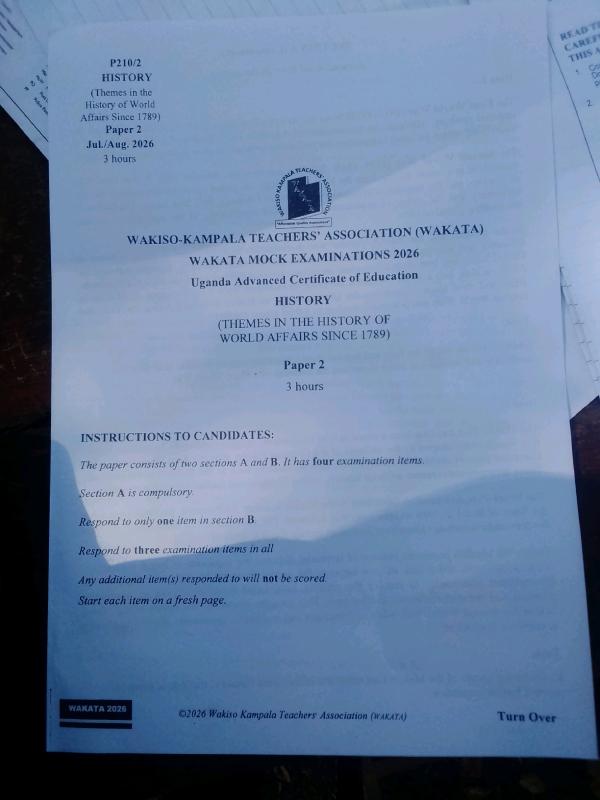 UACE History Paper 1 Wakissha Mock Exam 2026