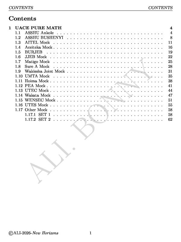 UACE Principal Mathematics Combined Mock examinations 2026