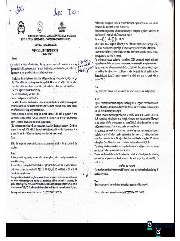 S.6  Principle & Subsidiary Mathematics Seminar Materials   October 2026