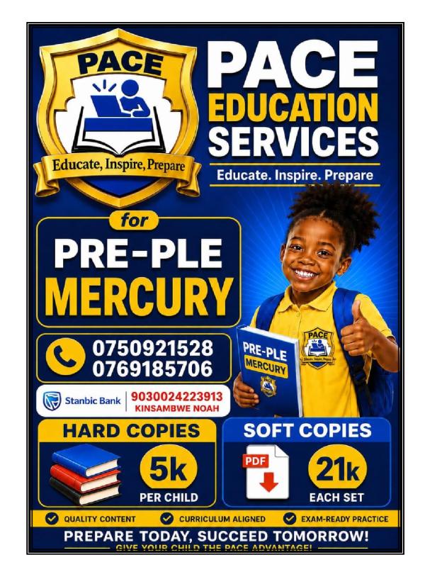 P.7 Science Guide Pre PLE Mercury Set 2026  PACE Examination Board