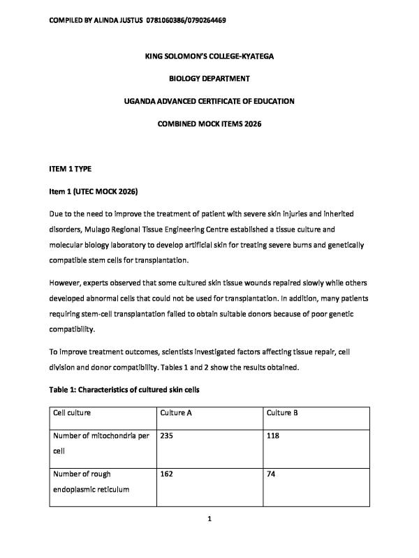 All Mocks Biology UACE 2026