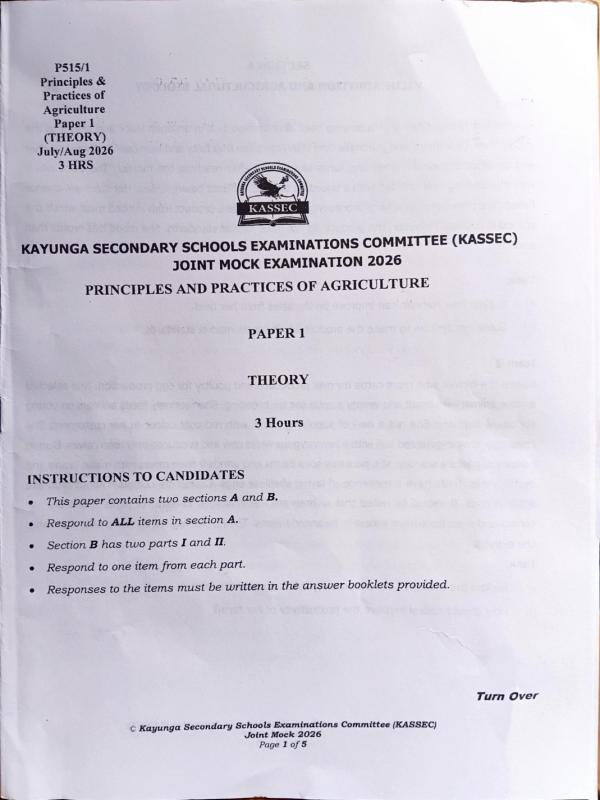 S.6 Agriculture Paper CBC 2026 - Uganda National Examinations Board ...