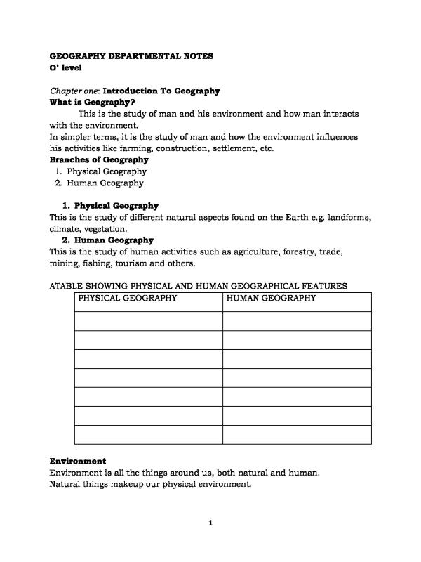 Geography Notes (S1-S4) ordinary level